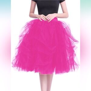 Voluminous Hot Pink Tulle Circle Skirt - Flirty Skater Style